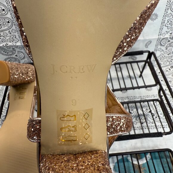 New J. Crew Factory glittery pointy toe heels Champagne Chucky glitter Womans 9 - Picture 10 of 11